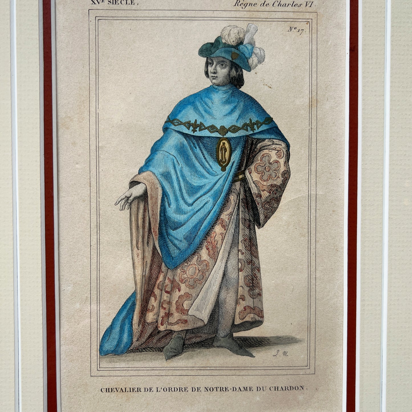 Hand Colored Gilt Framed Knight Print