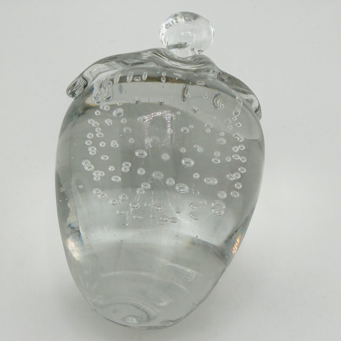 Murano Art Glass Strawberry Paperweight Sculpture with Controlled Bubbles