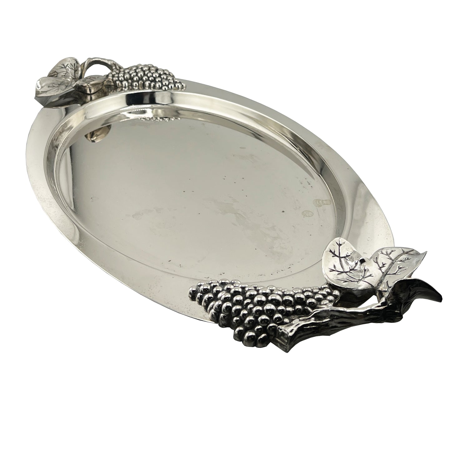 Godinger Silverplate Grape & Vine Oval Serving Tray, Hollywood Regency