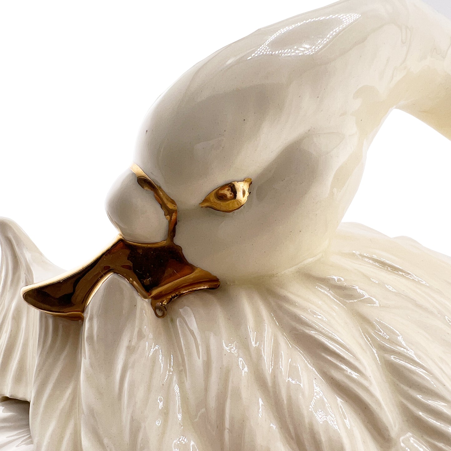 Vintage Ceramic Italian Swan Tureen with White Ladle and Lid - Hollywood Regency