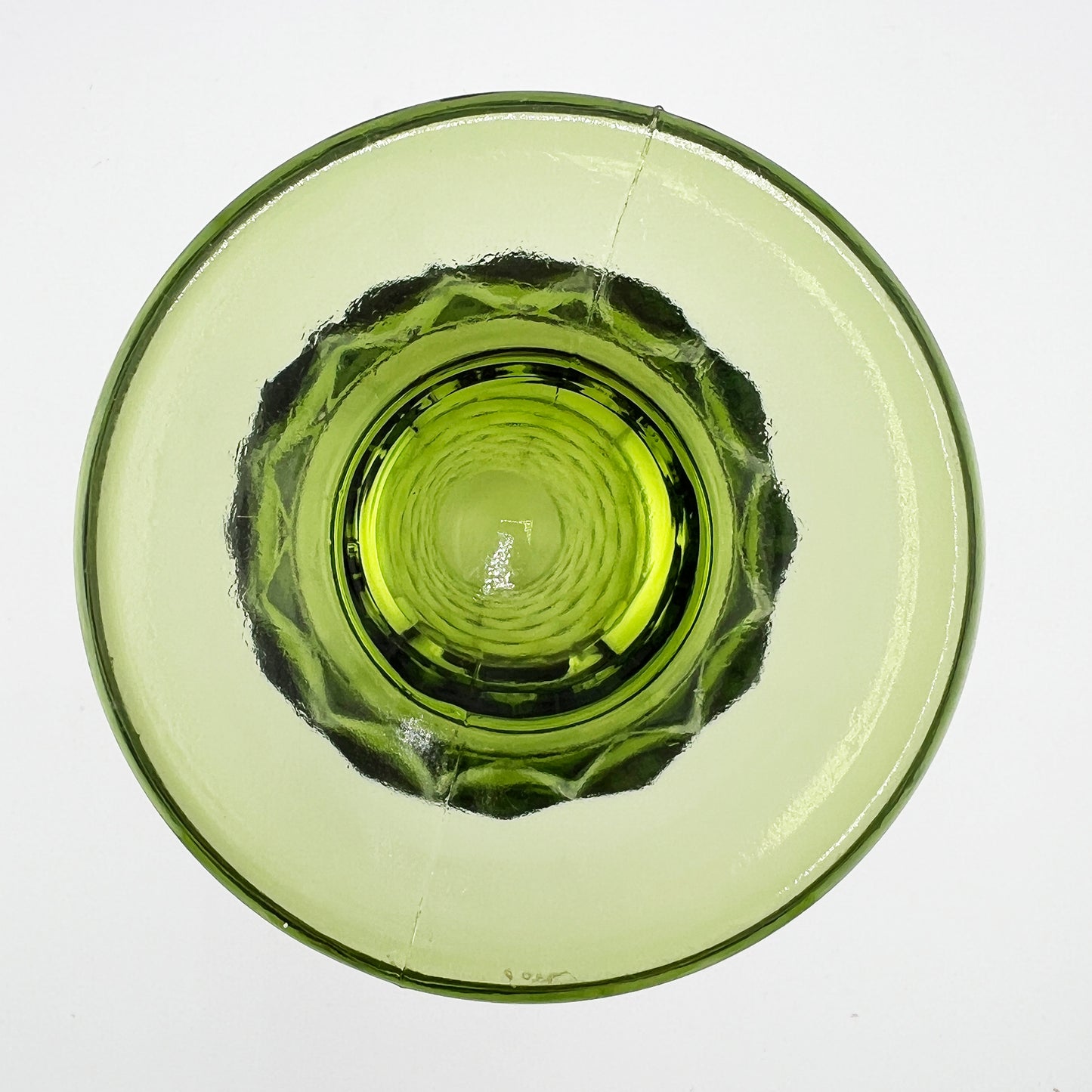 Vintage Green Glass Tumblers – Set of Five Textured Mid-Century Barware
