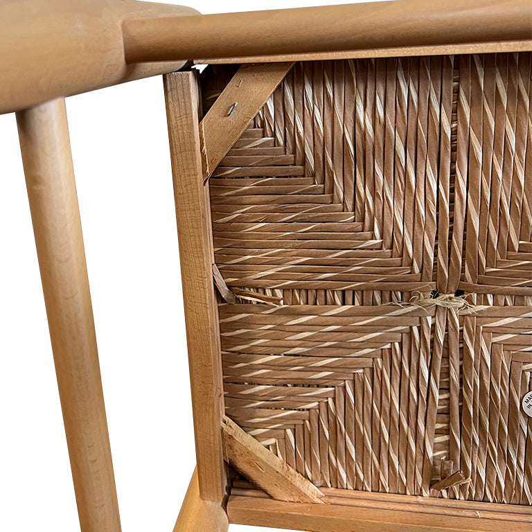 Set of 4 Italian Country Rush Seat Dining Chairs, Mid-Century Modern