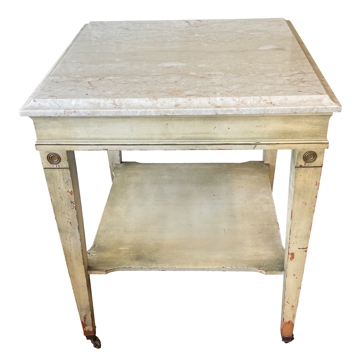 Italian Marble and Wood Side Table with Neoclassical Details