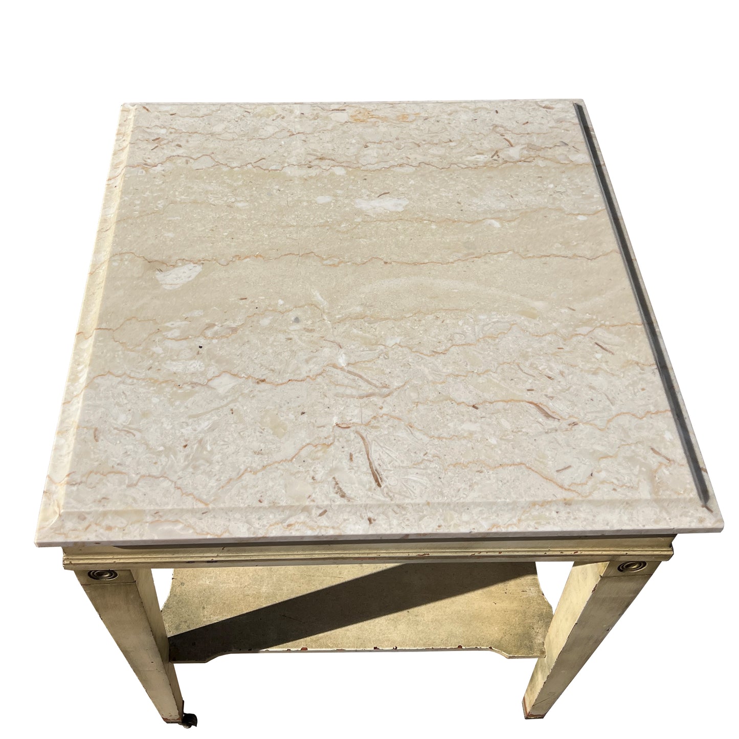 Italian Marble and Wood Side Table with Neoclassical Details