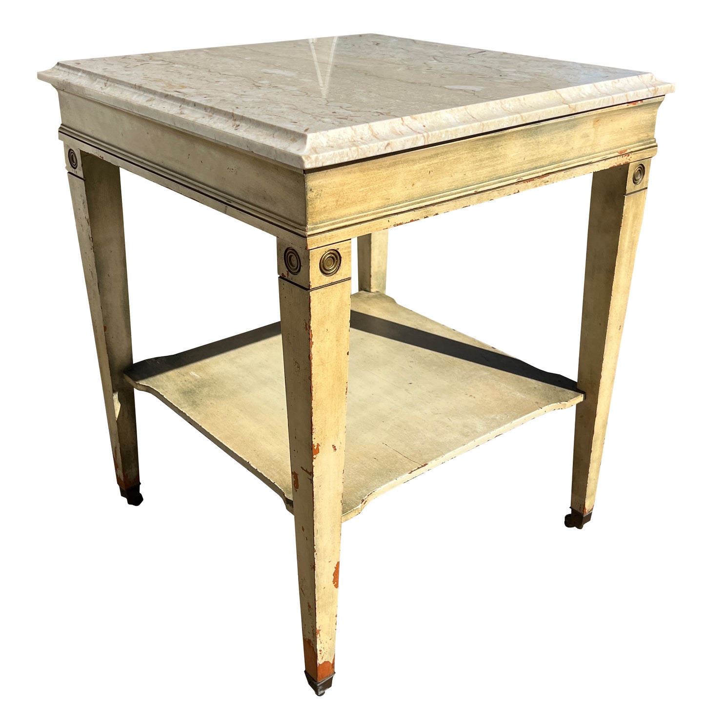 Italian Marble and Wood Side Table with Neoclassical Details