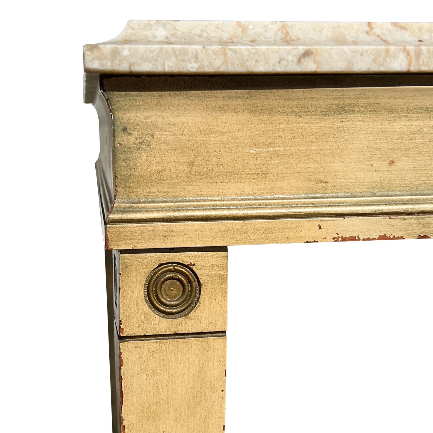 Italian Marble and Wood Side Table with Neoclassical Details