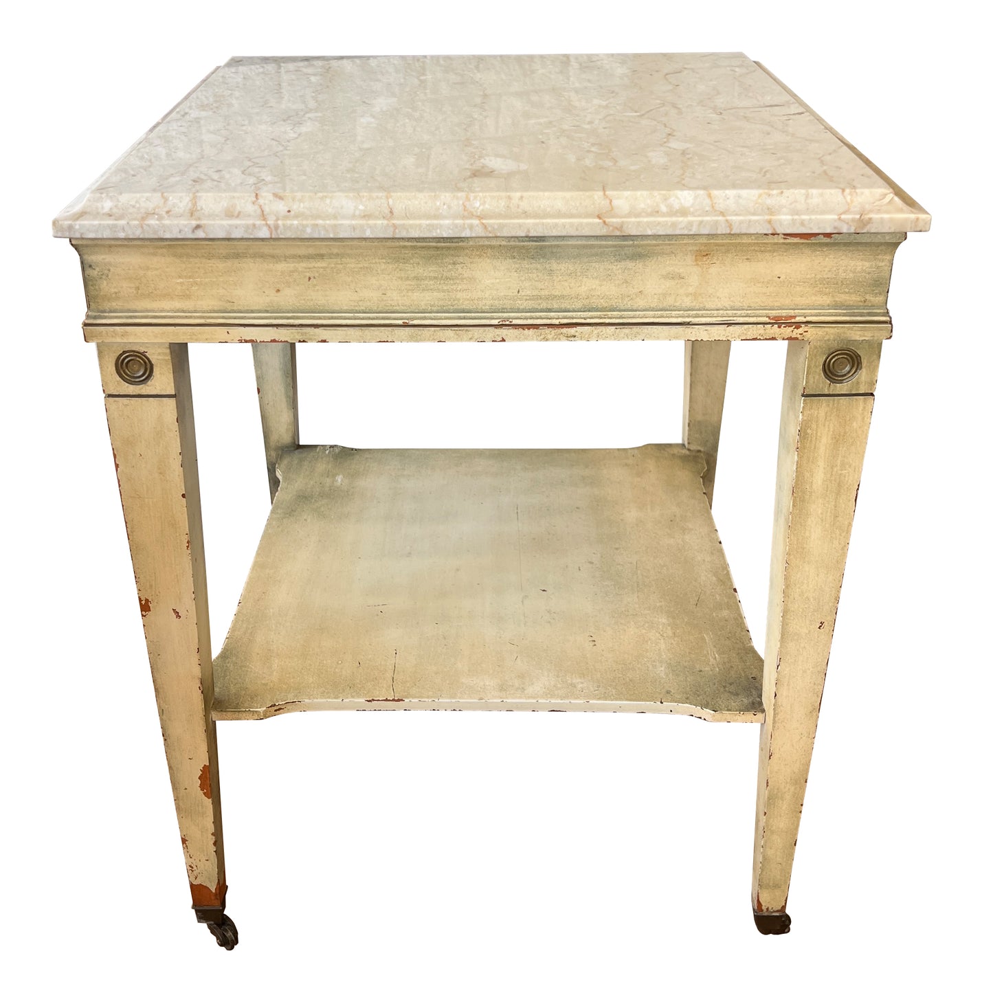 Italian Marble and Wood Side Table with Neoclassical Details