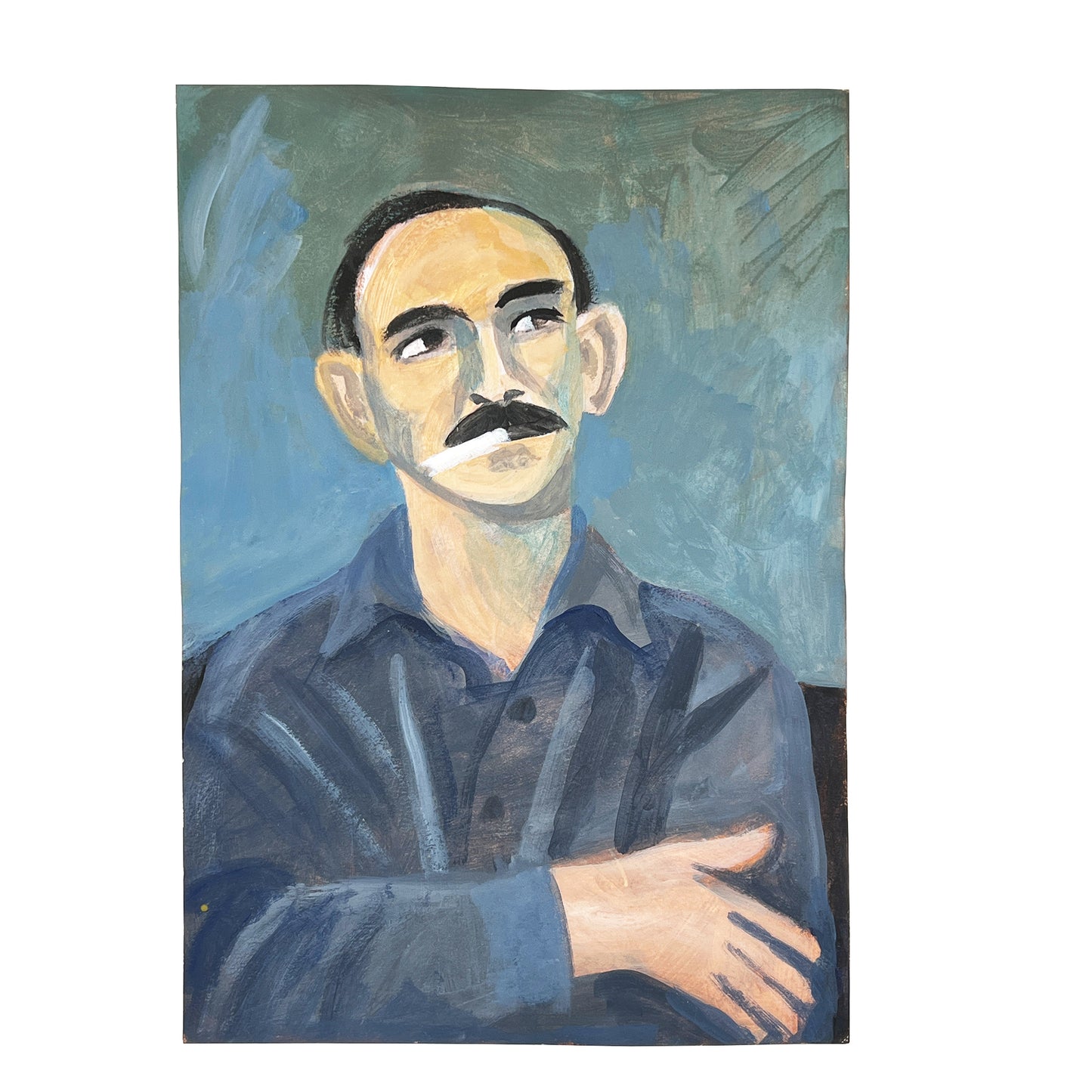 Mid-Century Modern Portrait of a Man Smoking — Estate of Jonathan Park, Santa Fe