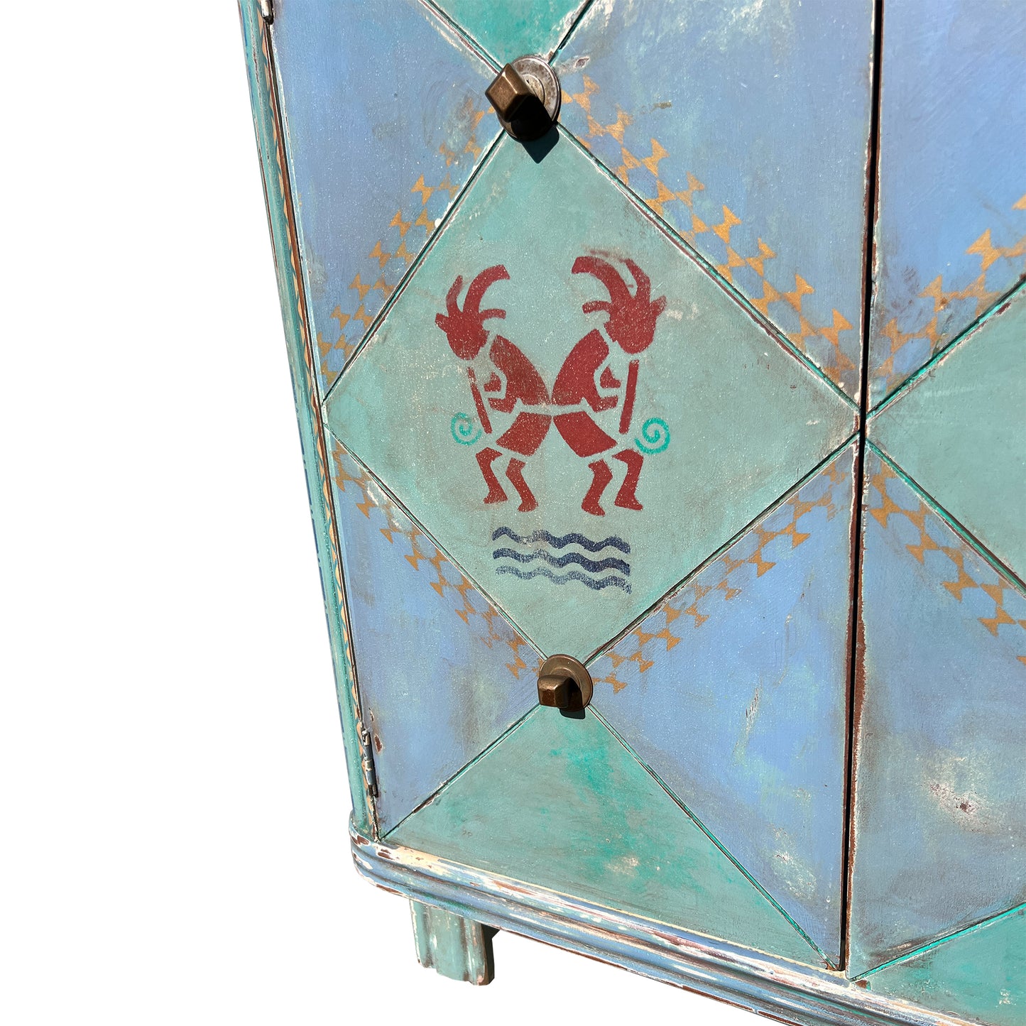 Art Deco Hand-Painted Southwestern Dry Bar Cabinet — Jonathan Parks Estate