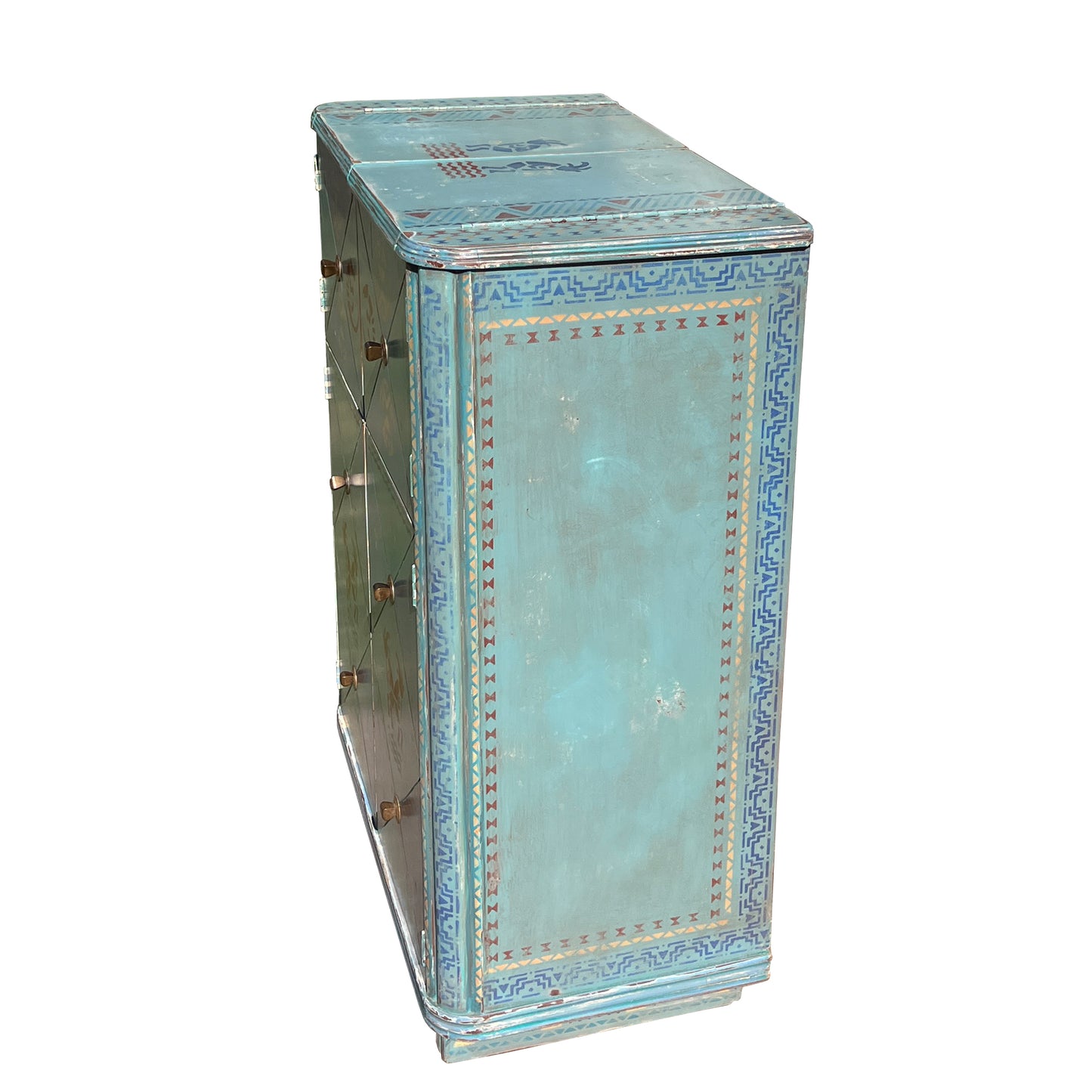 Art Deco Hand-Painted Southwestern Dry Bar Cabinet — Jonathan Parks Estate