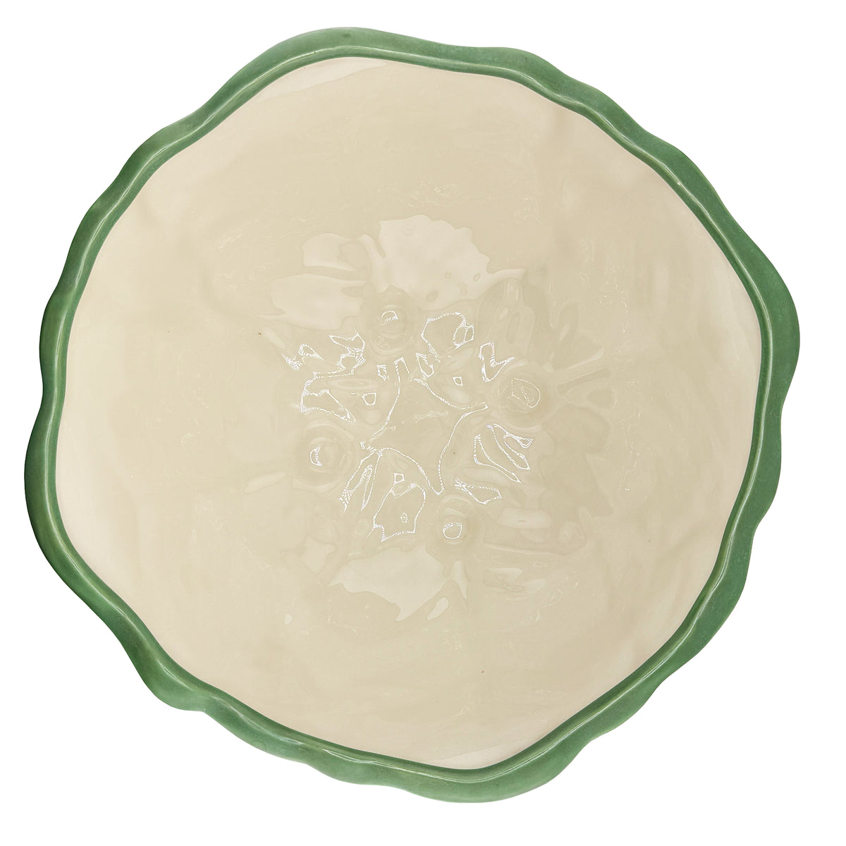 Vintage 1980s Green Ceramic Cabbage Lettuceware Footed Serving Bowl