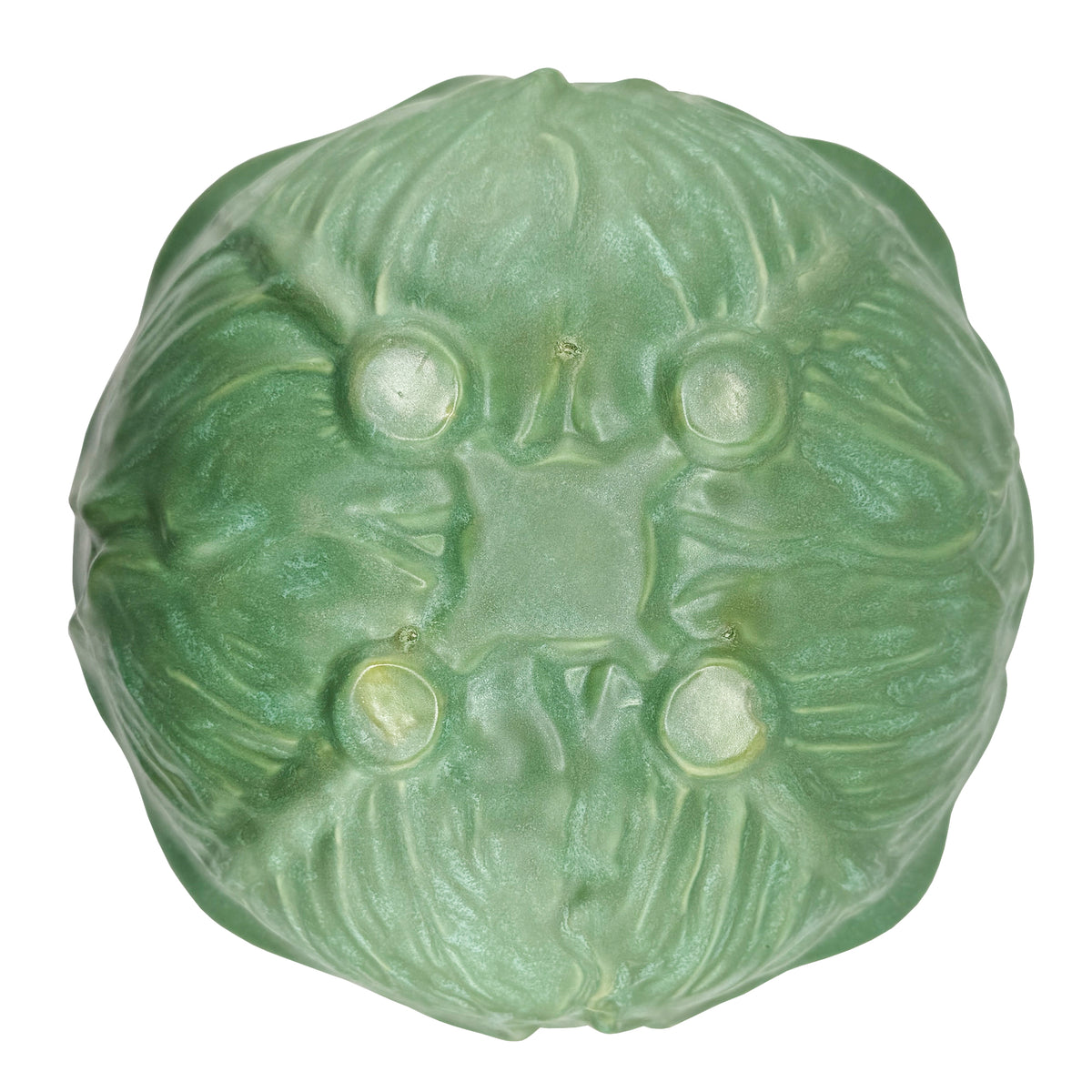 Vintage 1980s Green Ceramic Cabbage Lettuceware Footed Serving Bowl