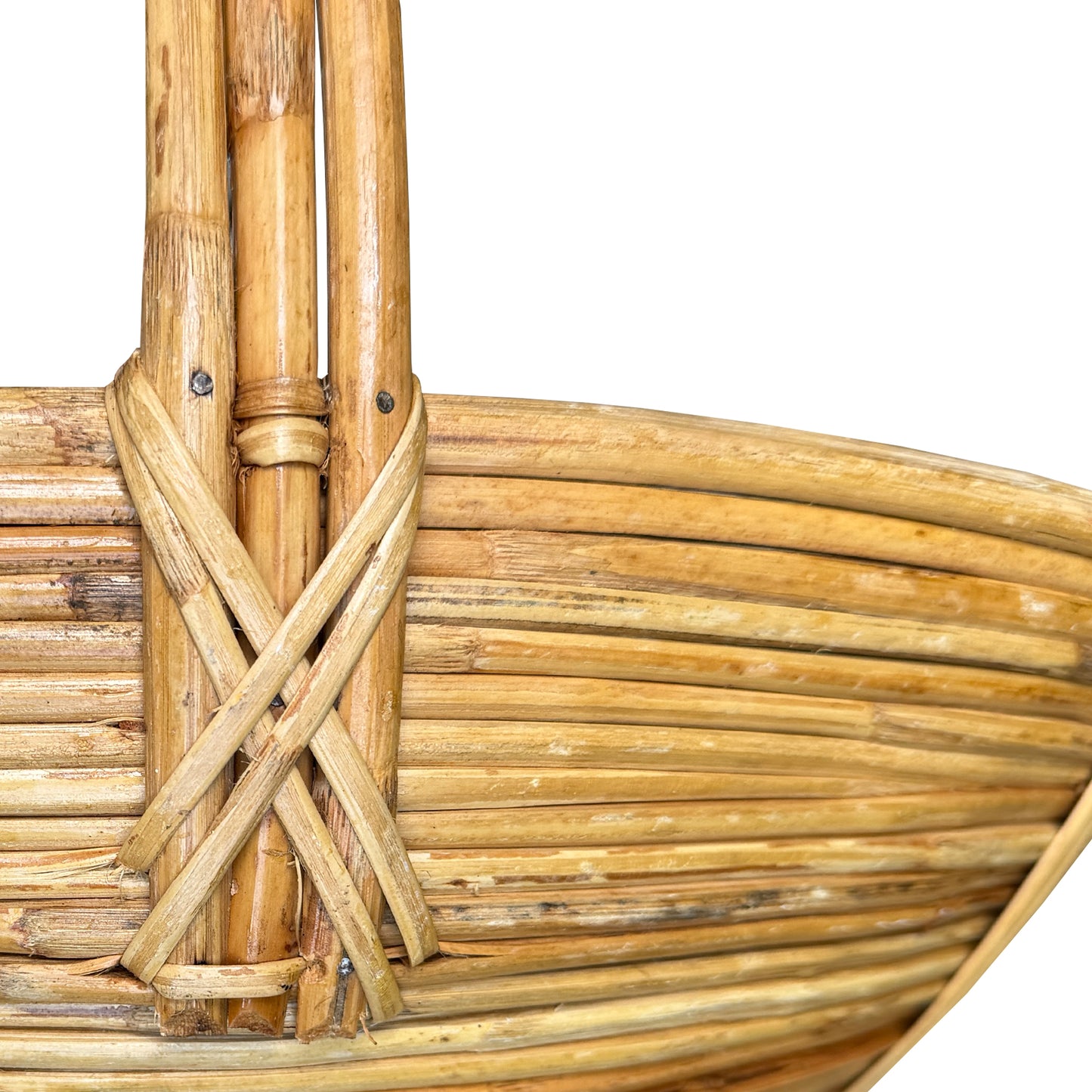 Monumental Organic Modern Rattan Market Basket, Gabriella Crespi Style