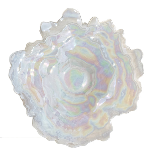 Don Shepherd Style Iridescent Icescape Lettuce Art Glass Centerpiece Bowl