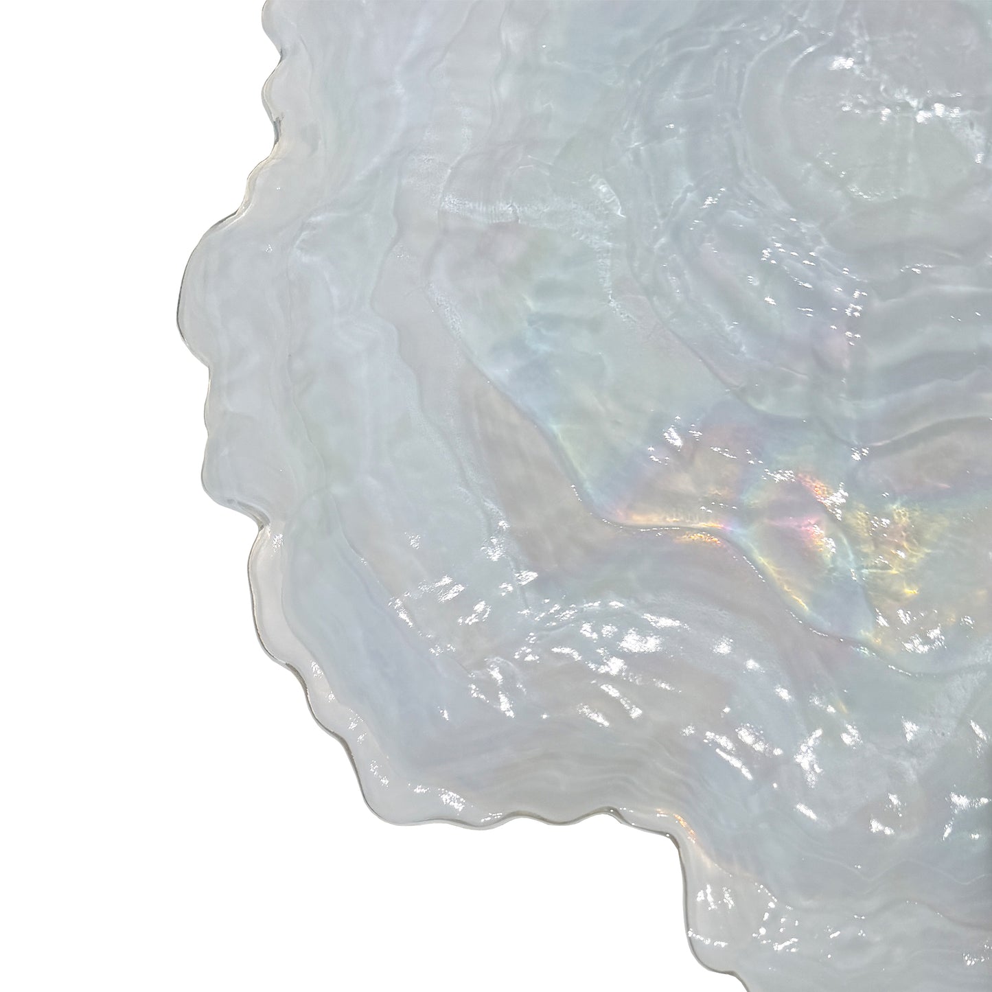 Don Shepherd Style Iridescent Icescape Lettuce Art Glass Centerpiece Bowl