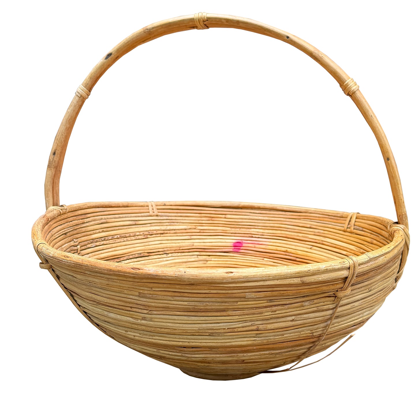 Monumental Organic Modern Rattan Market Basket, Gabriella Crespi Style