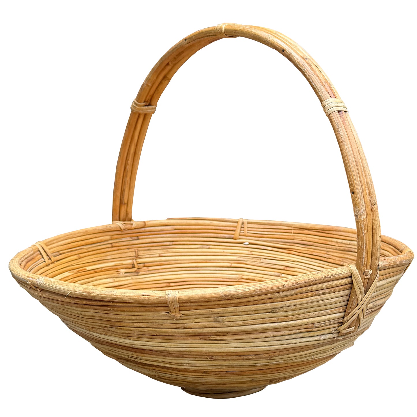 Monumental Organic Modern Rattan Market Basket, Gabriella Crespi Style