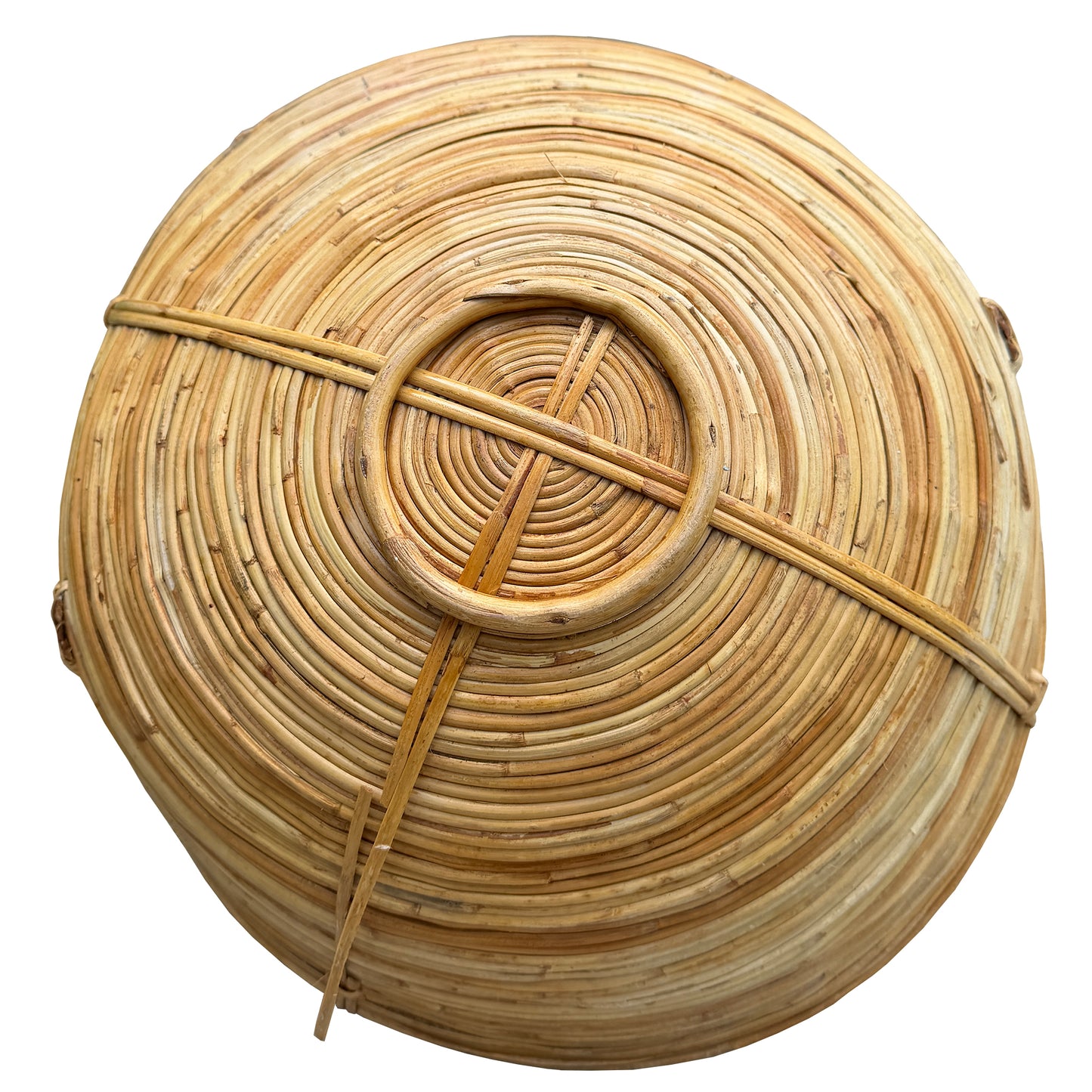 Monumental Organic Modern Rattan Market Basket, Gabriella Crespi Style