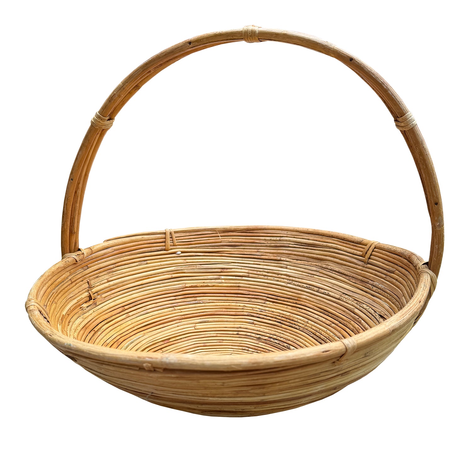 Monumental Organic Modern Rattan Market Basket, Gabriella Crespi Style