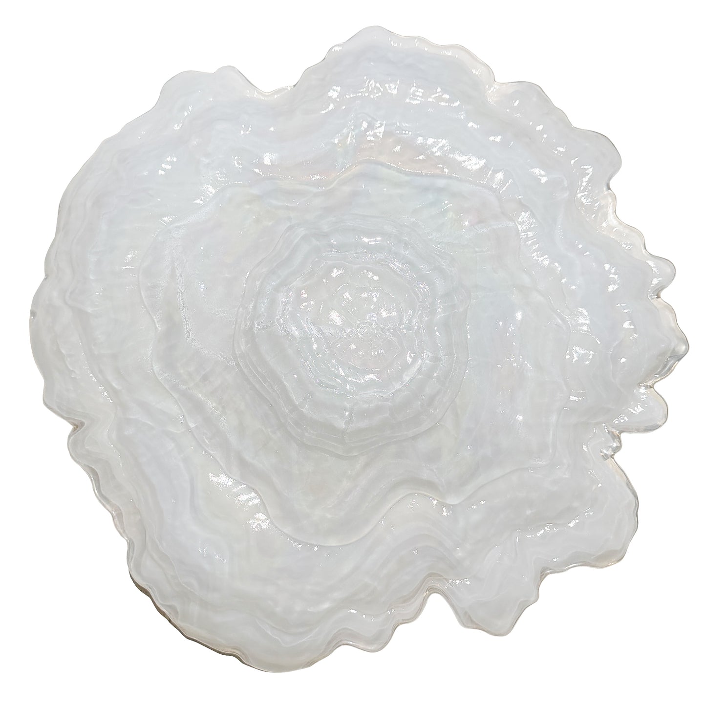 Don Shepherd Style Iridescent Icescape Lettuce Art Glass Centerpiece Bowl