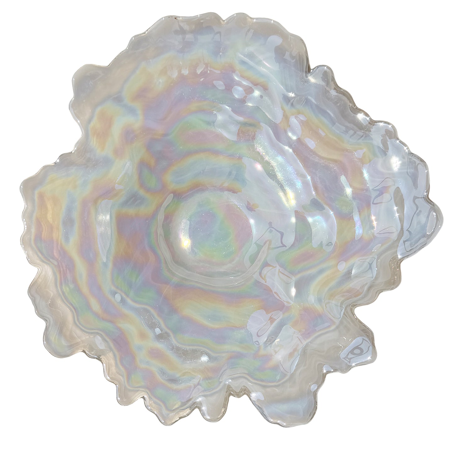 Don Shepherd Style Iridescent Icescape Lettuce Art Glass Centerpiece Bowl