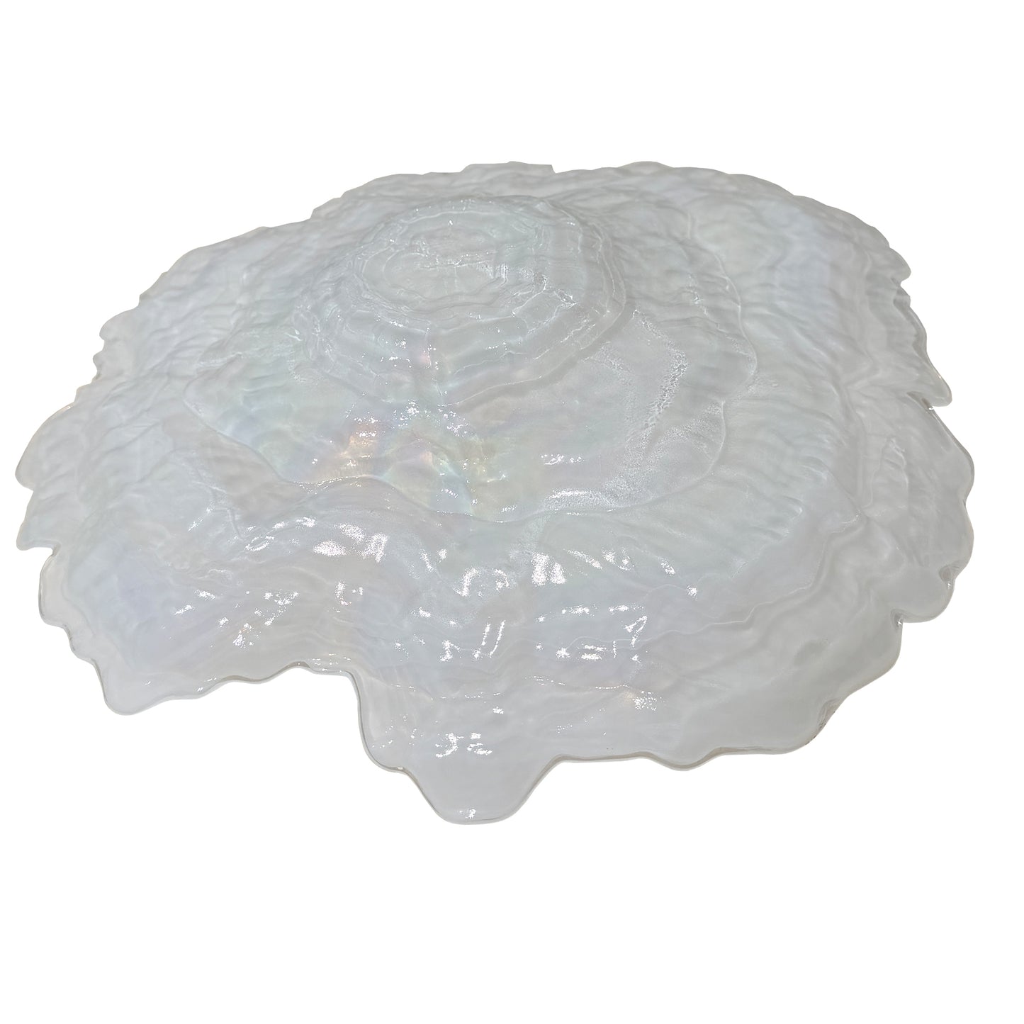 Don Shepherd Style Iridescent Icescape Lettuce Art Glass Centerpiece Bowl