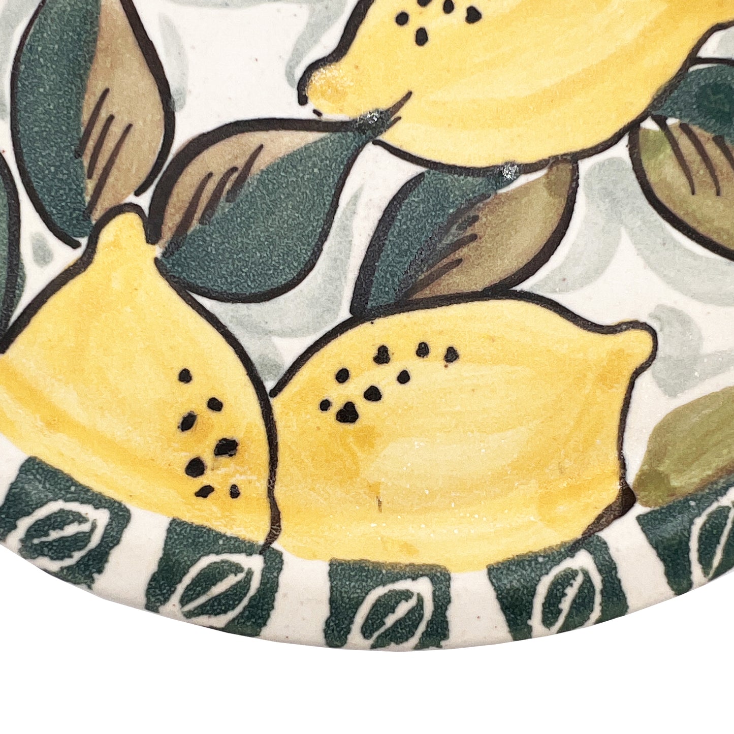 Italian Hand-Painted Ceramic Lemon Majolica Plate Signed, Mid-Century