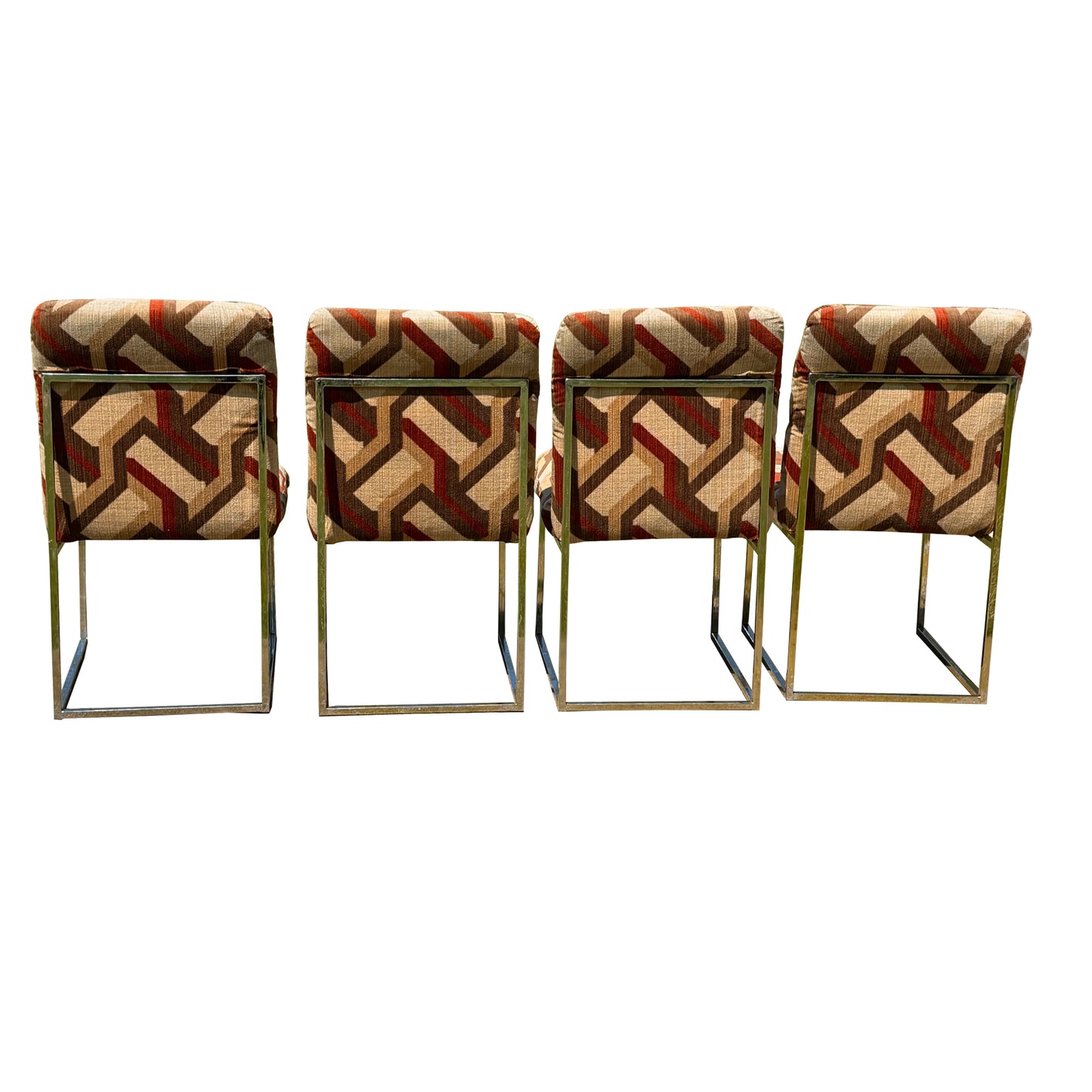 1970s Cal-Style Thin Line Metal Dining Chairs, Set of Four after Milo Baughman