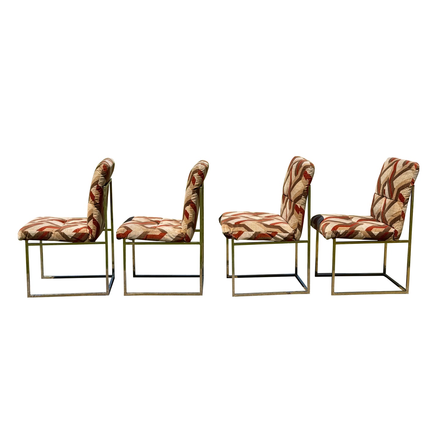 1970s Cal-Style Thin Line Metal Dining Chairs, Set of Four after Milo Baughman