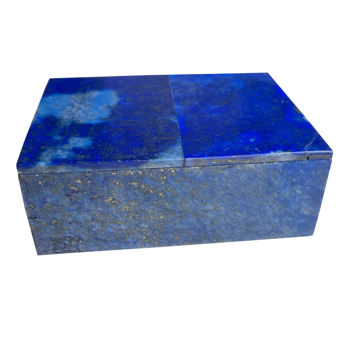 Blue Lapis Lazuli and Marble Stone Rectangular Jewelry or Trinket Box