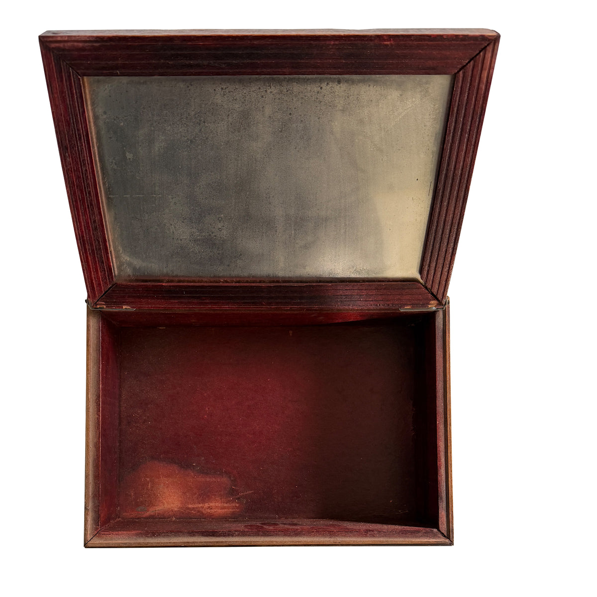 Nautical Wooden Jewelry Box with Sailing Ship Scene and Interior Mirror