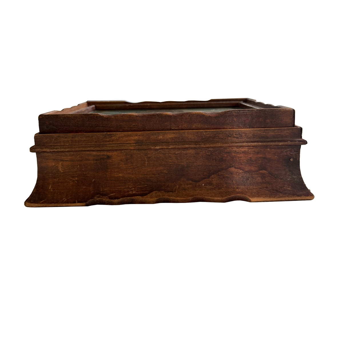 Nautical Wooden Jewelry Box with Sailing Ship Scene and Interior Mirror