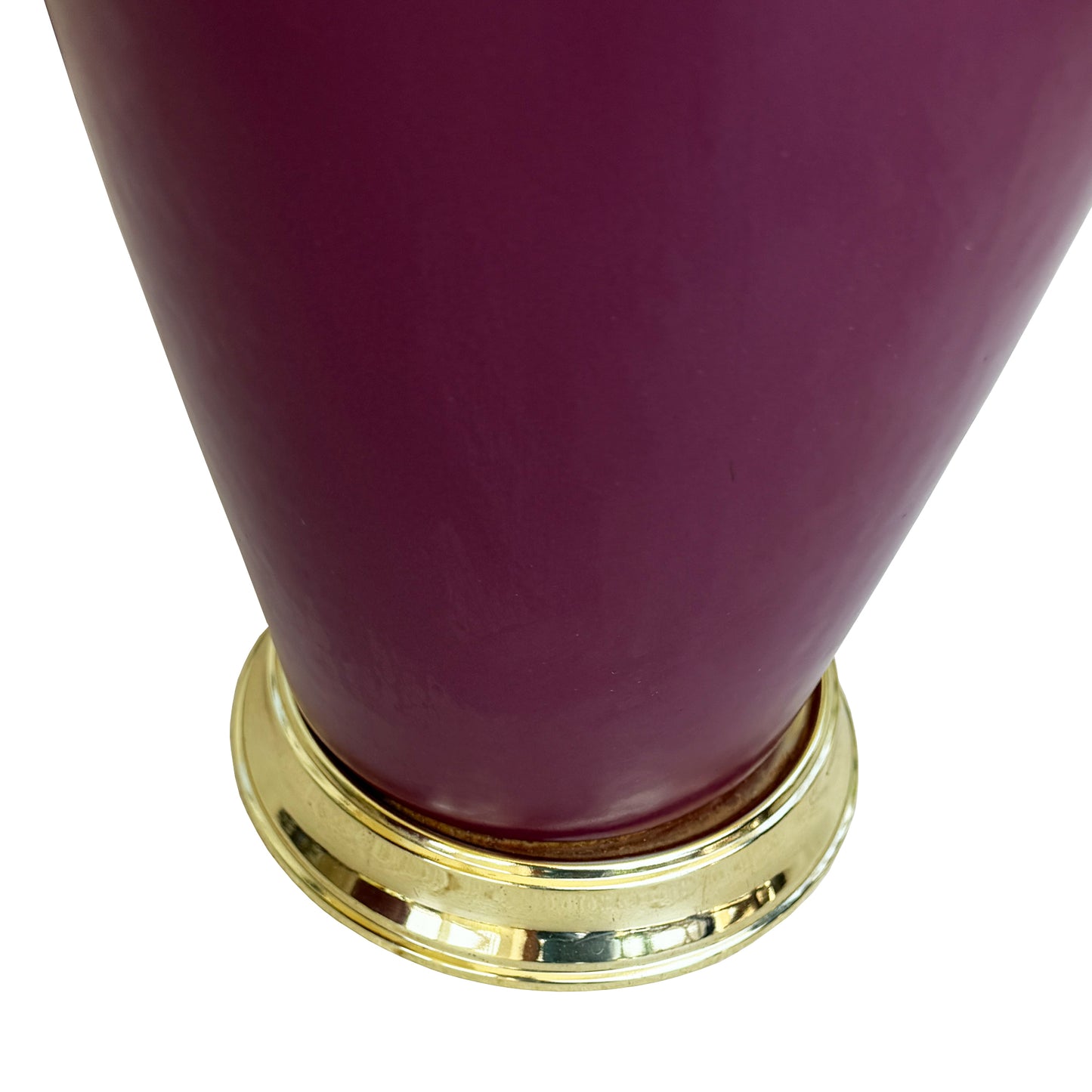 Pair of Vintage Sang de Boeuf Oxblood Glazed Ceramic and Brass Table Lamps