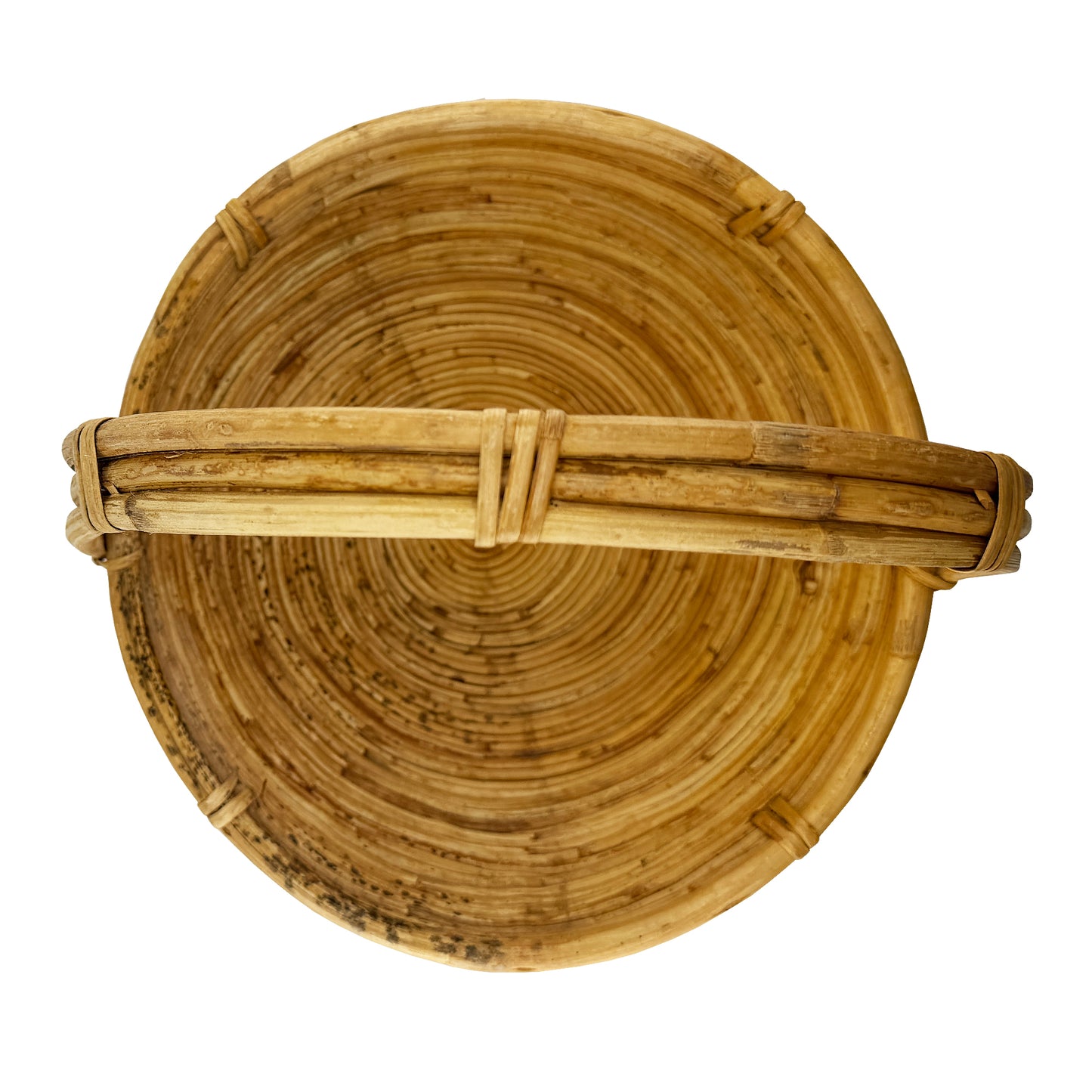 Vintage Handwoven Pencil Reed Basket with Bentwood Handle after Crespi