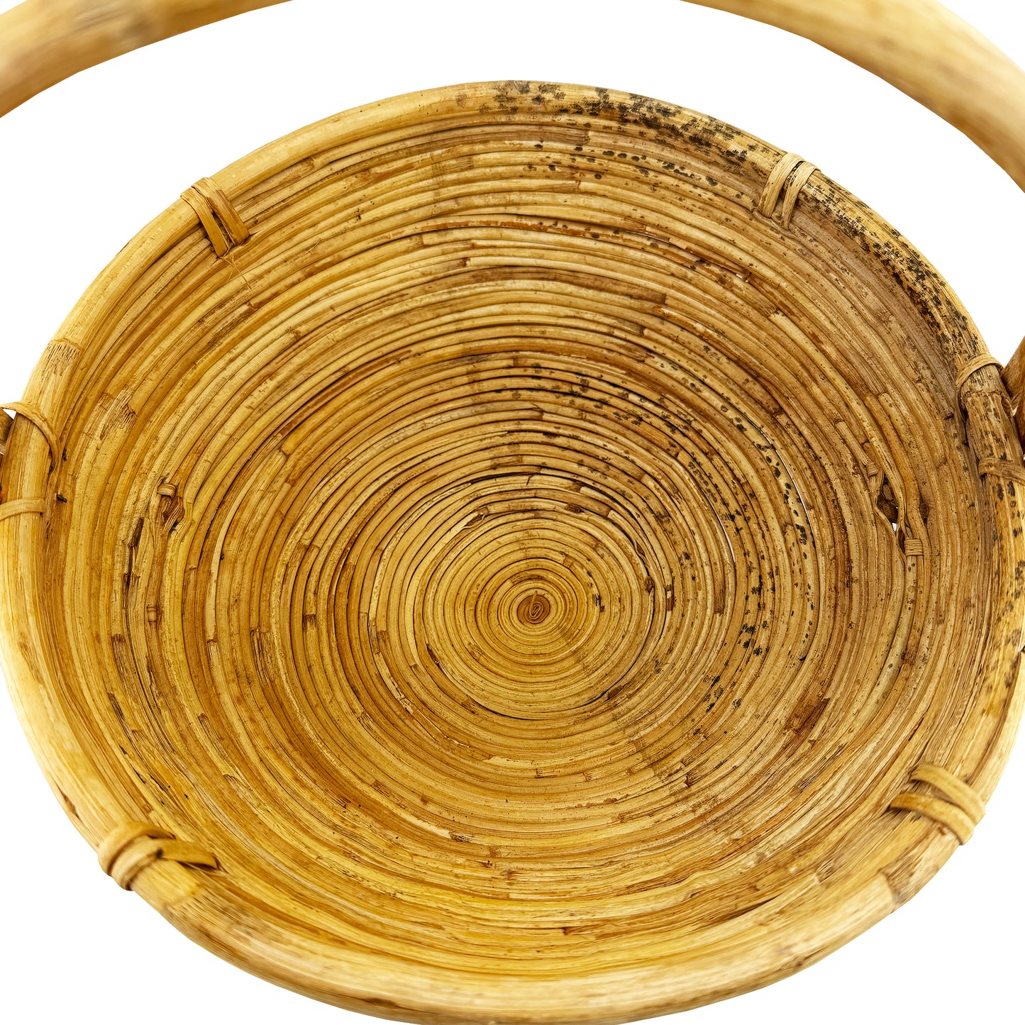 Vintage Handwoven Pencil Reed Basket with Bentwood Handle after Crespi
