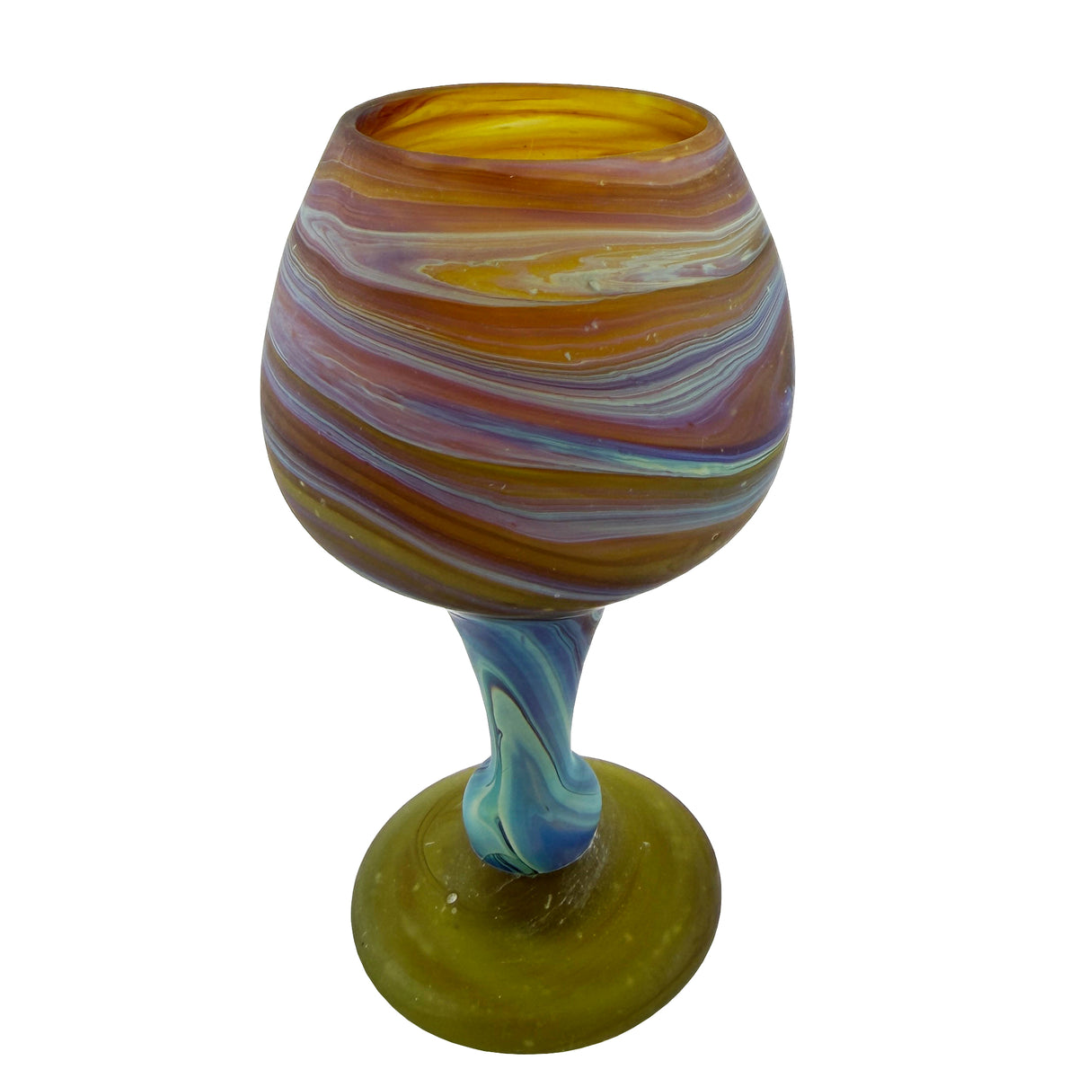 Set of Six Vintage Hebron Phoenician Handblown Glass Wine Goblets