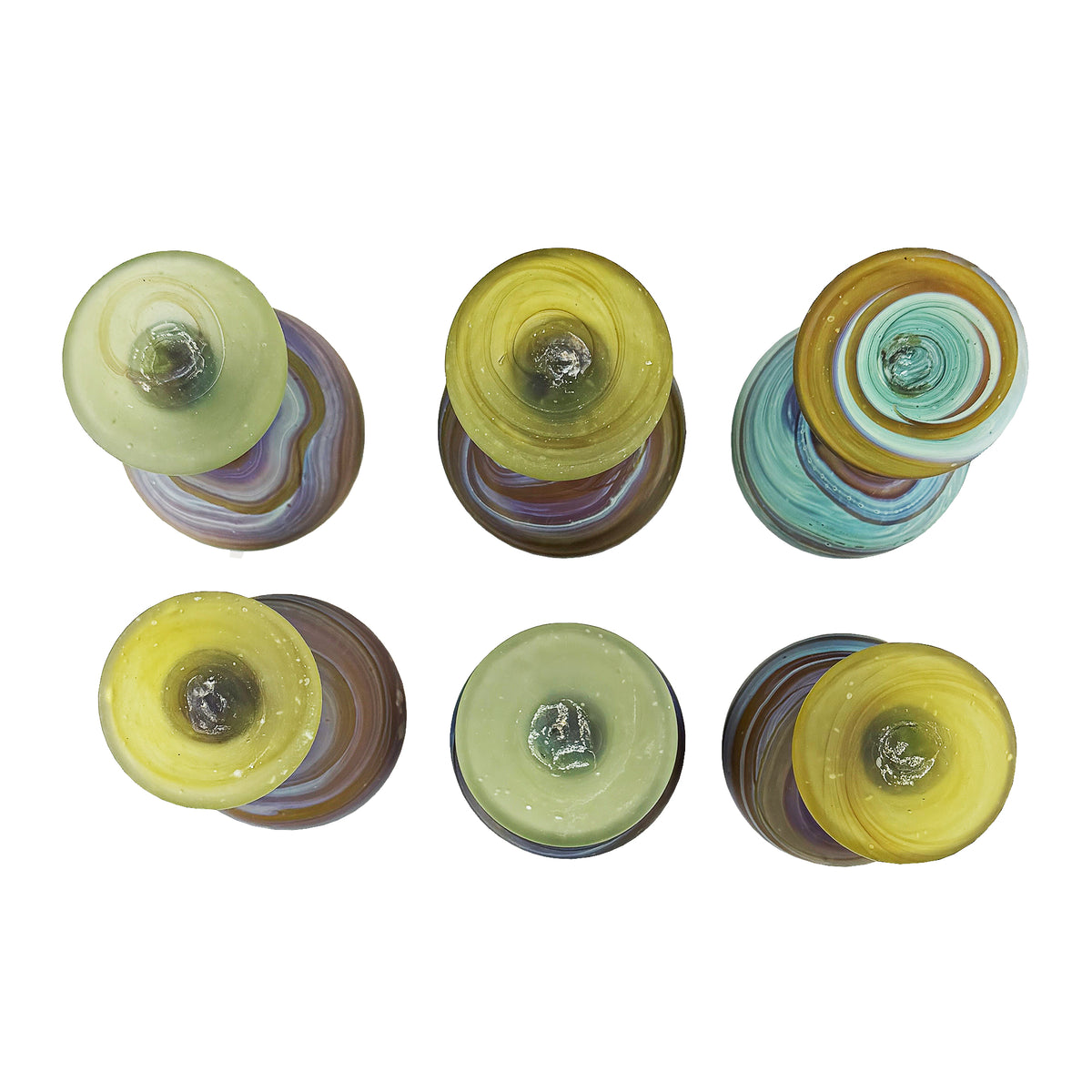 Set of Six Vintage Hebron Phoenician Handblown Glass Wine Goblets
