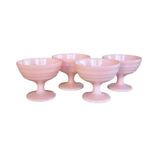 Ballet Pink Opaline Champagne Coupe Portieux Vallervysthal Glasses - Set of 4