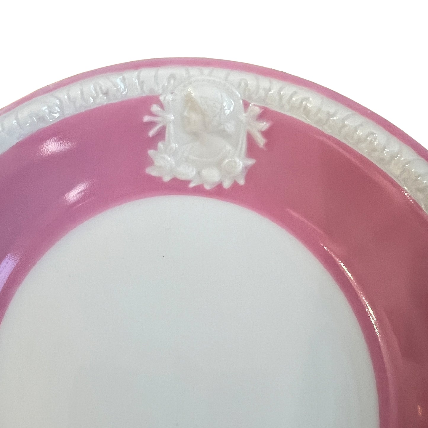 Antique German Pink Cameo Porcelain Plate with Classical Profile, c. Late 1800s