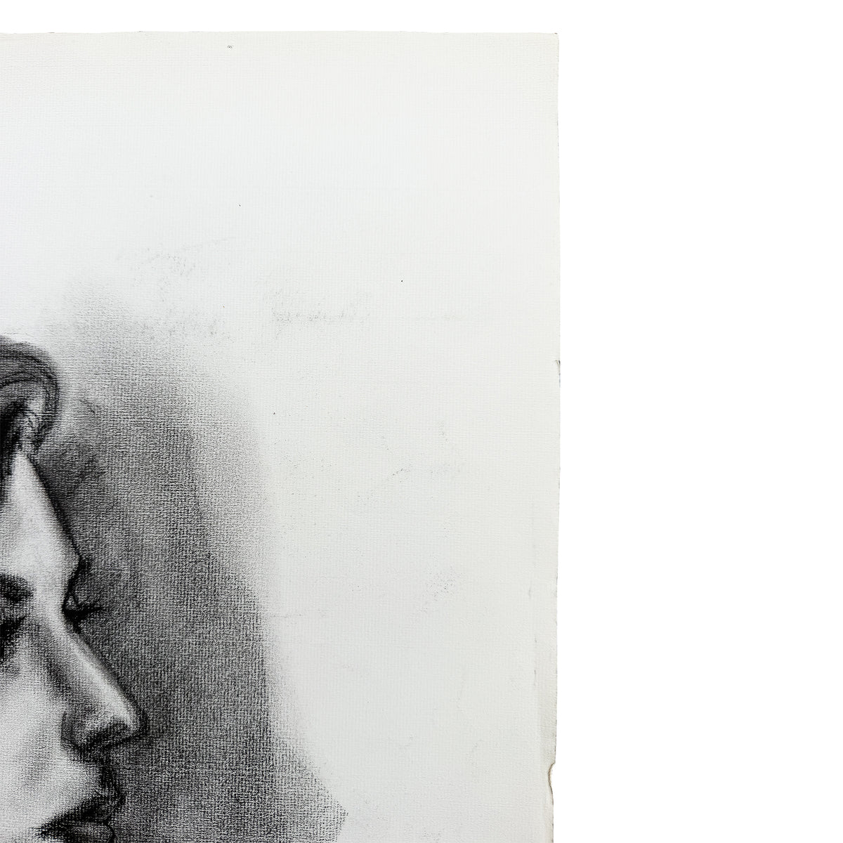 Vintage Charcoal Portrait Drawing of a Woman with Headband and Swept Curls