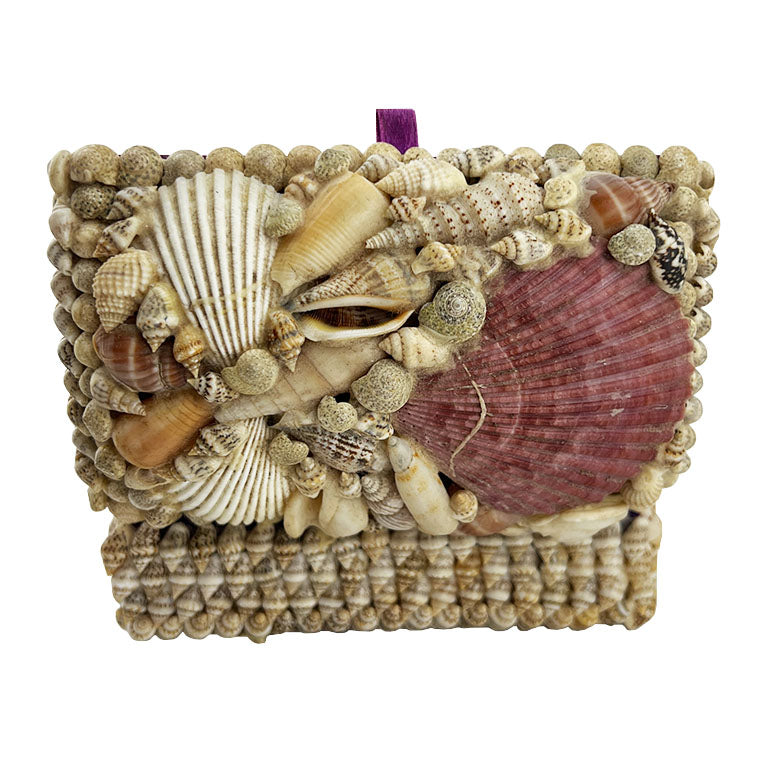 Purple Sea Shell Encrusted Trinket Box