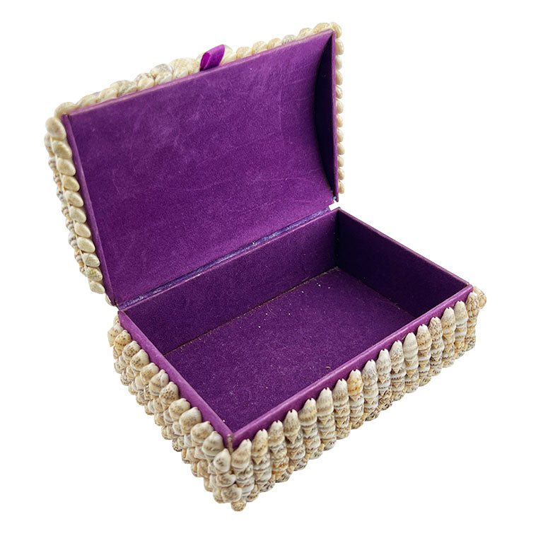 Purple Sea Shell Encrusted Trinket Box