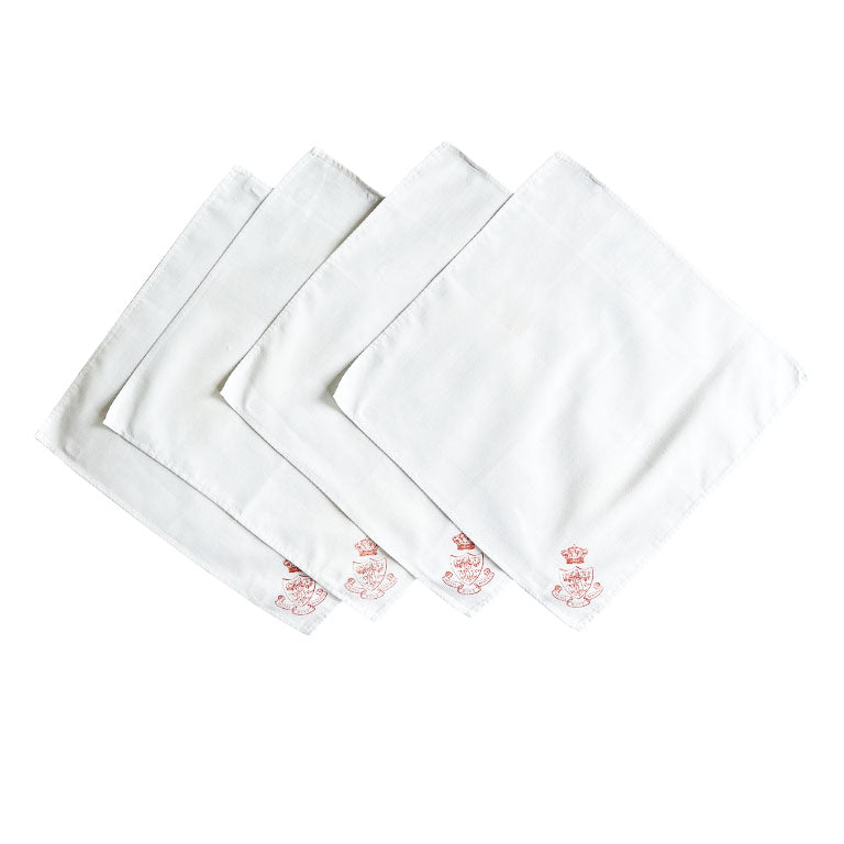 Vintage Hotel Ritz Madrid Linen Table Napkins in Red and White, Set of 4