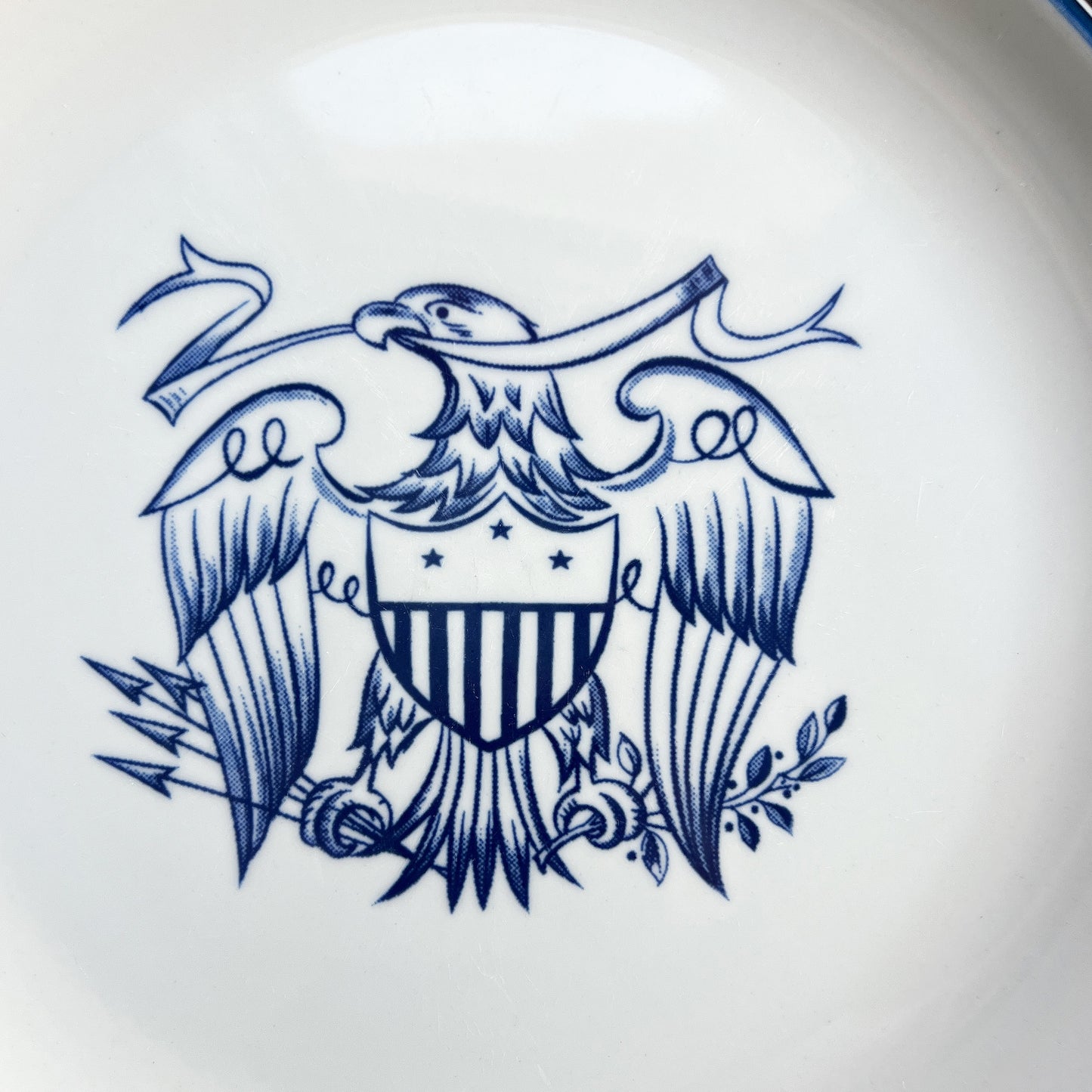 Salem Stoneware American Eagle Plate, Patriotic Blue White Plate