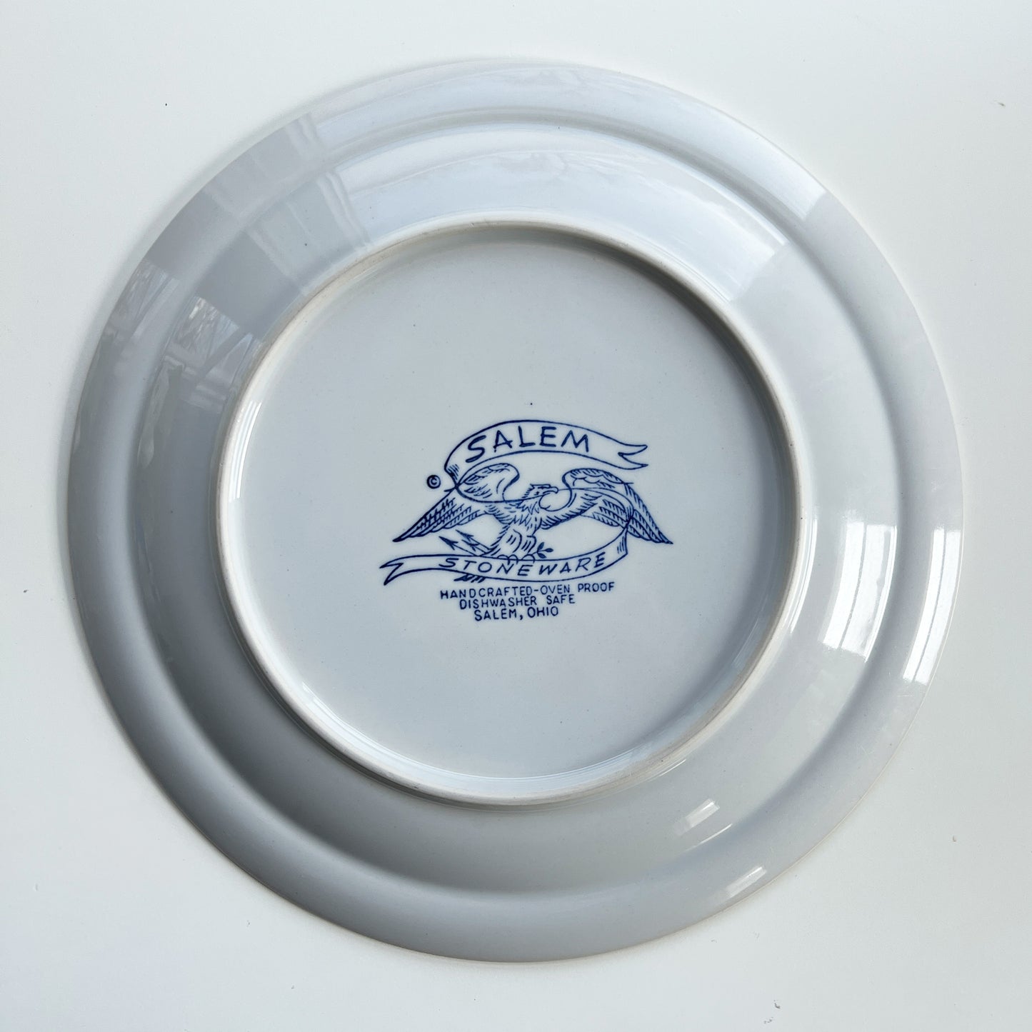 Salem Stoneware American Eagle Plate, Patriotic Blue White Plate