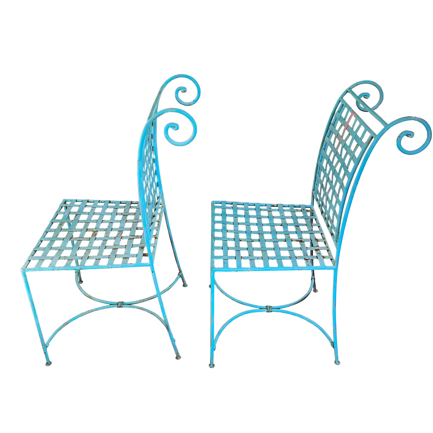 Italian Mid-Century Wrought Iron Patio Chairs, Attributed to Salterini - A Pair