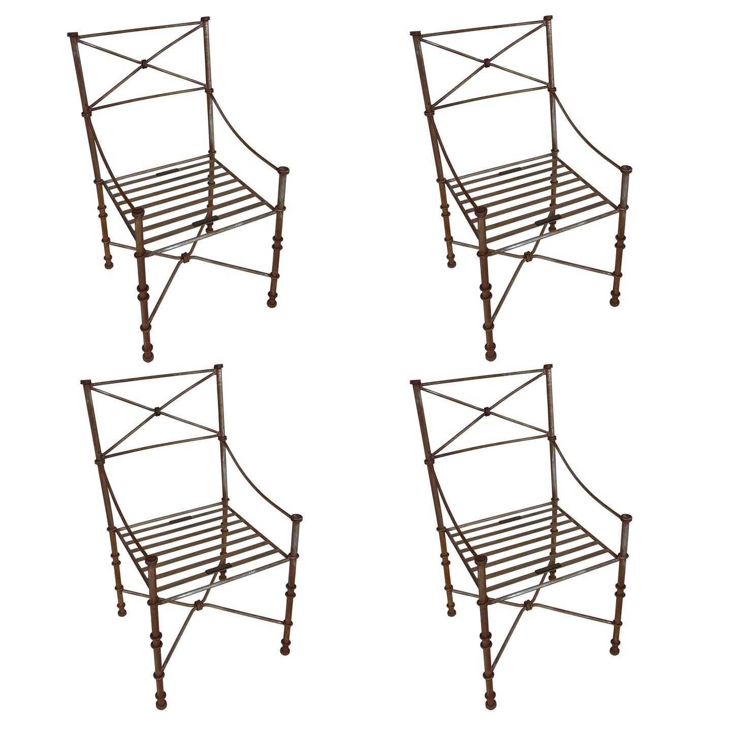 Set of Four Giacometti-Style Iron Chairs — Sculptural Modernist Italian Design, C. Late 20th Century