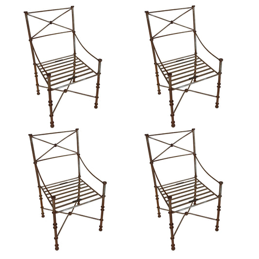 Set of Four Giacometti-Style Iron Chairs — Sculptural Modernist Italian Design, C. Late 20th Century