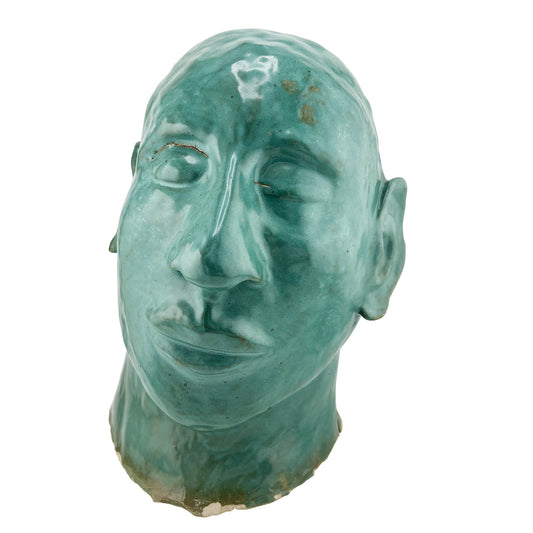 Ceramic Studio Art Bust in Verde Glaze from the Jonathan Parks Estate, Santa Fe