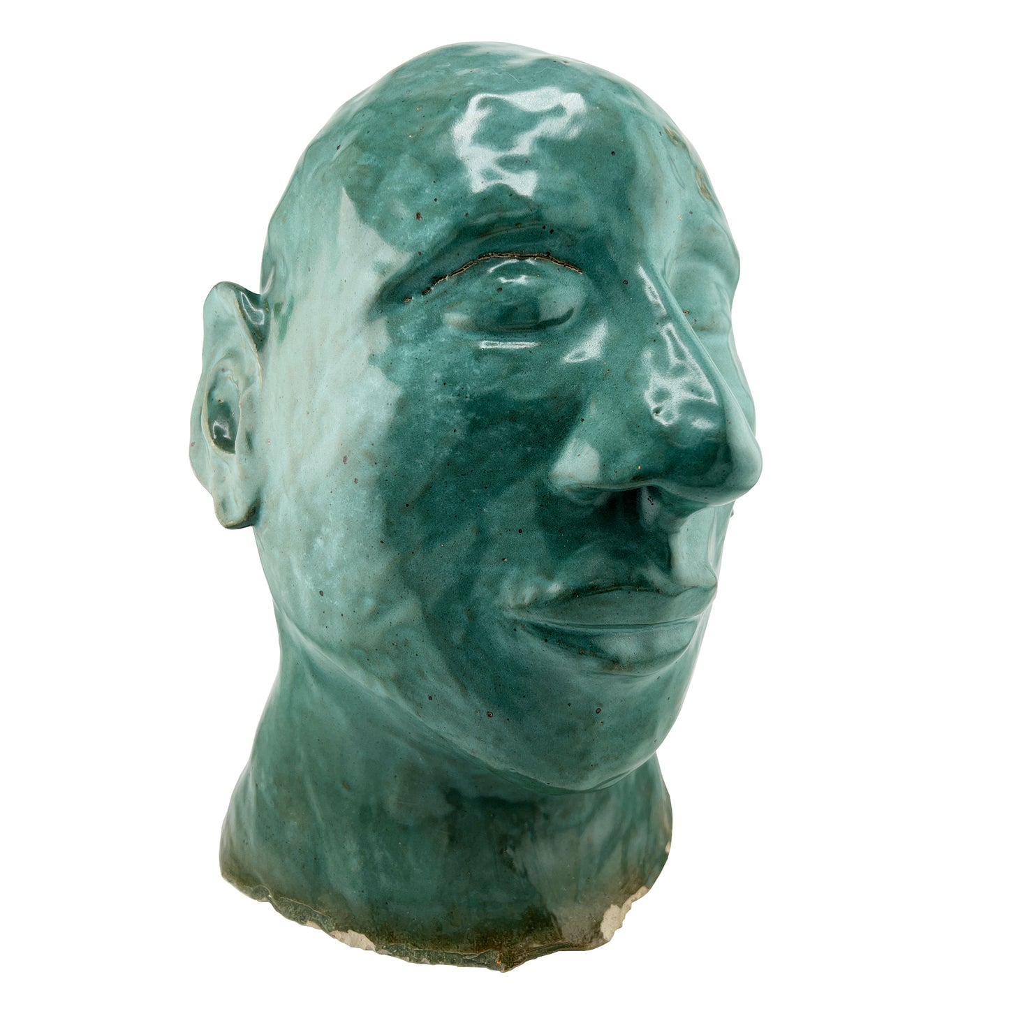 Ceramic Studio Art Bust in Verde Glaze from the Jonathan Parks Estate, Santa Fe